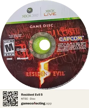 Resident Evil 5 Xbox 360, NTSC disc
