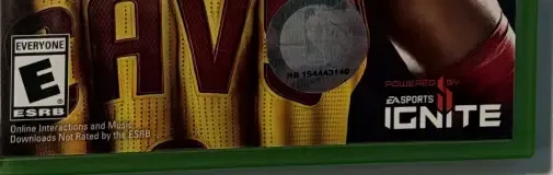 NBA Live 14, the ESRB box on its front