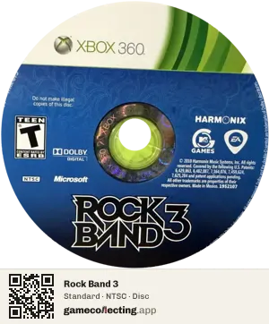 Rock Band 3 Xbox 360, NTSC disc