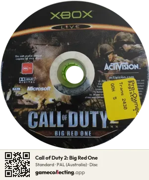 Call of Duty 2: Big Red One Xbox, PAL disc