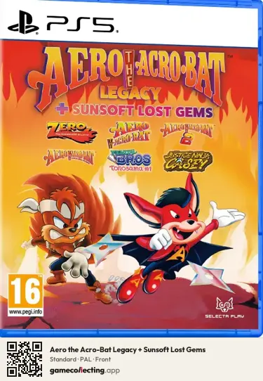 Aero the Acro-Bat Legacy + Sunsoft Lost Gems PlayStation 5, PAL box front