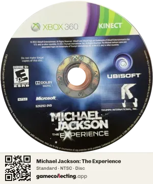 Michael Jackson: The Experience Xbox 360, NTSC disc