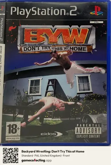 Backyard Wrestling: Don't Try This at Home PlayStation 2, United Kingdom box front