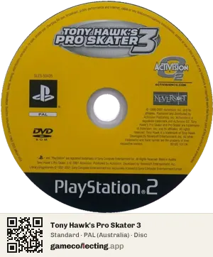 Tony Hawk's Pro Skater 3 PlayStation 2, PAL disc