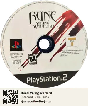 Rune: Viking Warlord PlayStation 2, NTSC disc
