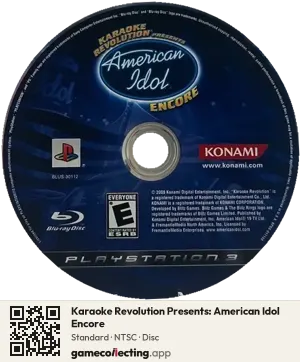 Karaoke Revolution Presents: American Idol Encore PlayStation 3, NTSC disc