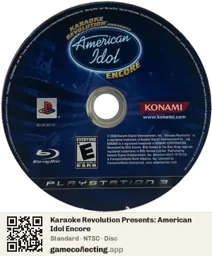 Karaoke Revolution Presents: American Idol Encore PlayStation 3, NTSC disc