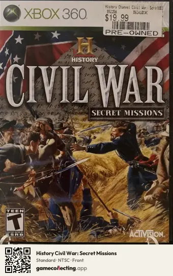 History Civil War: Secret Missions Xbox 360, NTSC box front
