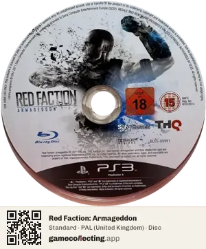 Red Faction: Armageddon PlayStation 3, PAL disc