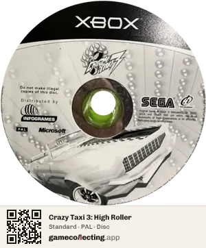 Crazy Taxi 3: High Roller Xbox, PAL disc