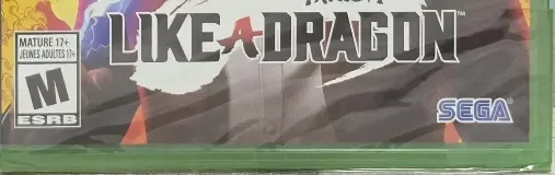 Yakuza: Like a Dragon, the ESRB box on its front