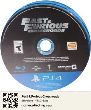 Fast & Furious Crossroads PlayStation 4, NTSC disc