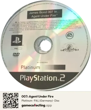007: Agent Under Fire PlayStation 2, PAL disc