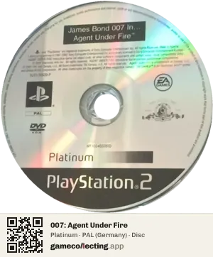 007: Agent Under Fire PlayStation 2, PAL disc