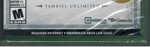 The Elder Scrolls Online: Tamriel Unlimited, the ESRB box on its front