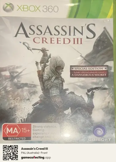Assassin's Creed III Xbox 360, Australia box front