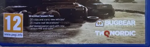 Wreckfest, the PEGI square on its front