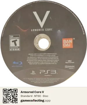 Armored Core V PlayStation 3, NTSC disc