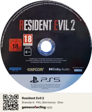 Resident Evil 2 PlayStation 5, PAL disc