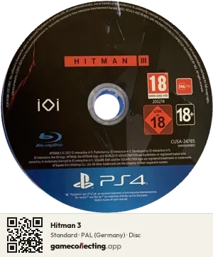 Hitman 3 PlayStation 4, PAL disc