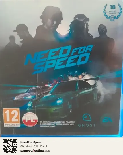 Need for Speed PlayStation 4, PAL box front