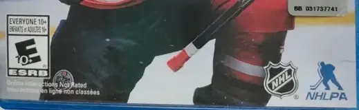 NHL 18, the ESRB box on its front