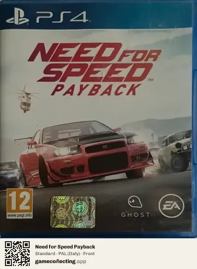 Need for Speed Payback PlayStation 4, Italy box front