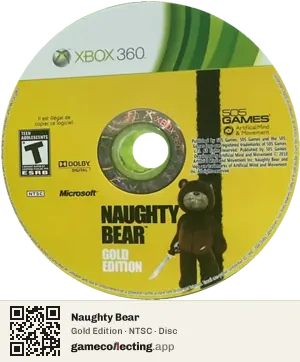 Naughty Bear Xbox 360, NTSC disc