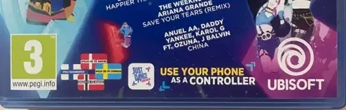 Just Dance 2022, the PEGI square on its front