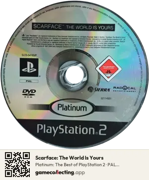 Scarface: The World Is Yours PlayStation 2, PAL disc