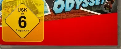 Super Mario Odyssey, the USK square on its front
