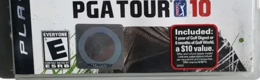 Tiger Woods PGA Tour 10, the ESRB box on its front