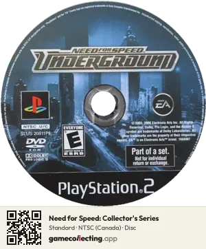 Need for Speed: Collector's Series PlayStation 2, NTSC disc