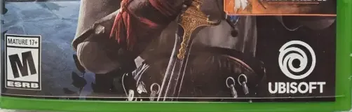 Assassin's Creed Mirage, the ESRB box on its front