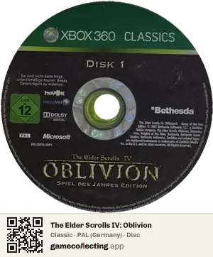 The Elder Scrolls IV: Oblivion Xbox 360, PAL disc