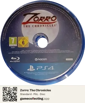 Zorro: The Chronicles PlayStation 4, PAL disc