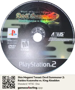 Shin Megami Tensei: Devil Summoner 2: Raidou Kuzunoha vs. King Abaddon PlayStation 2, NTSC disc
