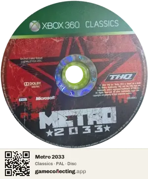 Metro 2033 Xbox 360, PAL disc