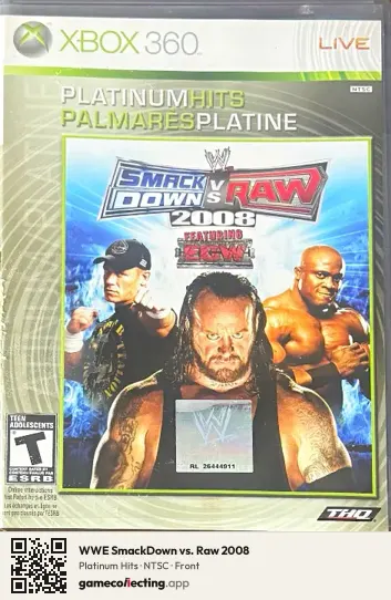 WWE SmackDown vs. Raw 2008 Xbox 360, NTSC box front