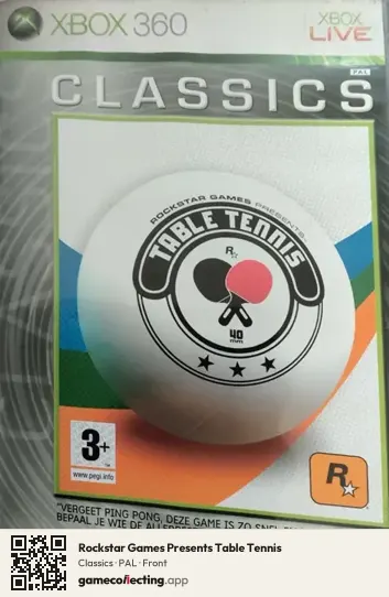 Rockstar Games Presents Table Tennis Xbox 360, PAL box front
