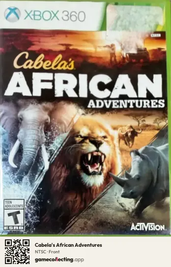 Cabela's African Adventures Xbox 360, NTSC box front