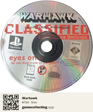 Warhawk PlayStation, NTSC disc