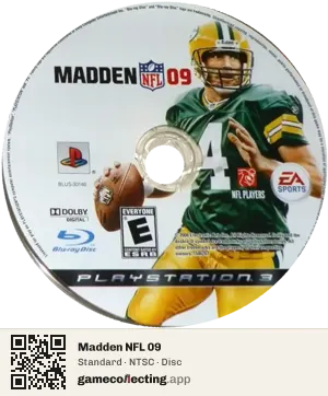 Madden NFL 09 PlayStation 3, NTSC disc