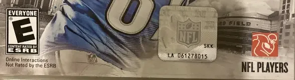 Madden NFL 13, the ESRB box on its front