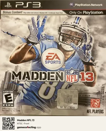 Madden NFL 13 PlayStation 3, NTSC box front