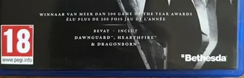 The Elder Scrolls V: Skyrim, the PEGI square on its front