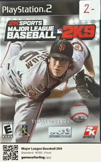 Major League Baseball 2K9 PlayStation 2, NTSC box front