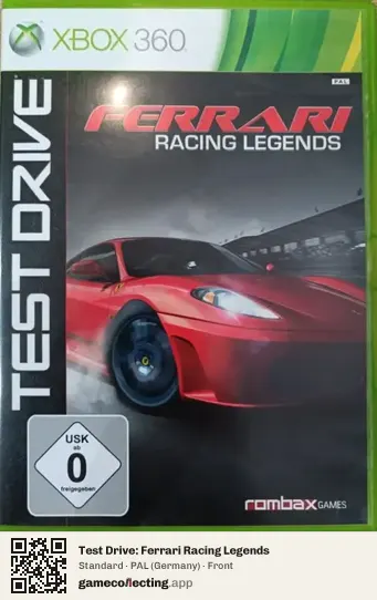 Test Drive: Ferrari Racing Legends Xbox 360, Germany box front