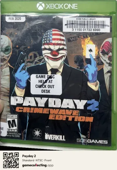 Payday 2 Xbox One, NTSC box front