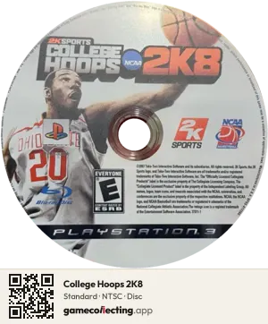 College Hoops 2K8 PlayStation 3, NTSC disc
